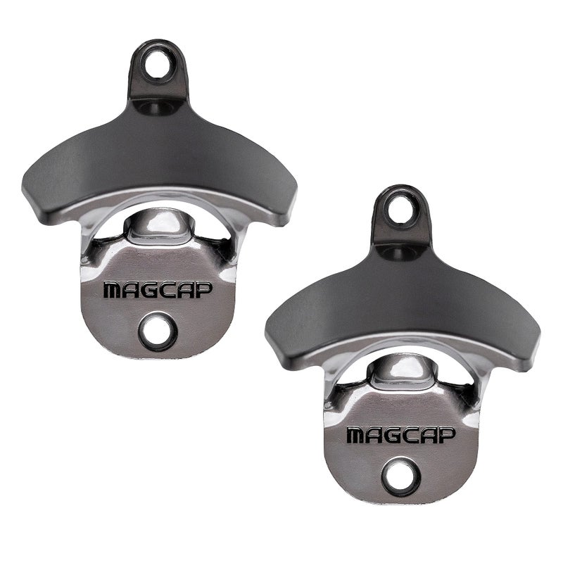 MAGCAP Outdoor Bottle Opener Wall Mounted - Style Magnetic Beer Bottle Opener that Catches Caps - Easy to Install and Incredibly Convenient (2, Gunmetal Black) - Image 1